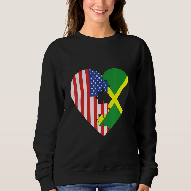 Sweatshirt USA and Jamaica Flags Heart (Devant)