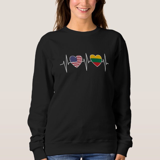 Sweatshirt USA And Lithuania Lithuanian Flag Flags Premium (Devant)