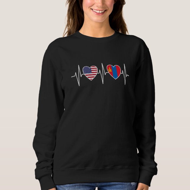 Sweatshirt USA And Mongolia Mongolian Flag Flags Premium (Devant)