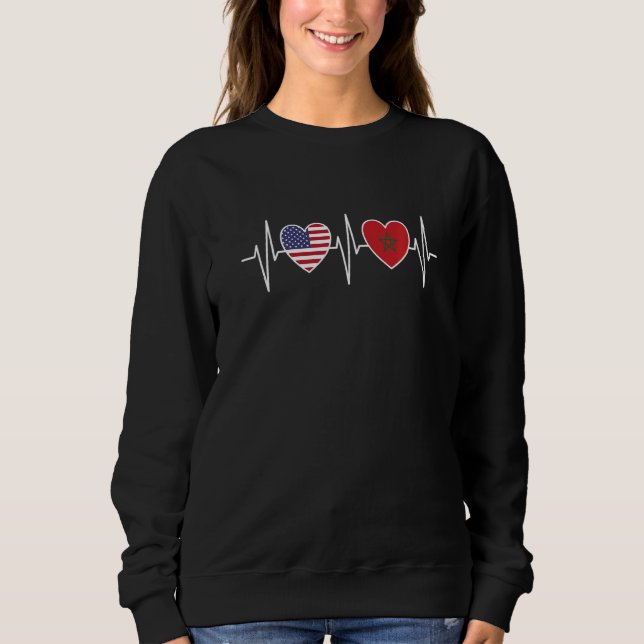 Sweatshirt USA And Morocco Moroccan Flag Flags Premium (Devant)