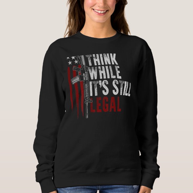 Sweatshirt Usa Drapeau Droits d'armes à feu Penser pendant qu (Devant)
