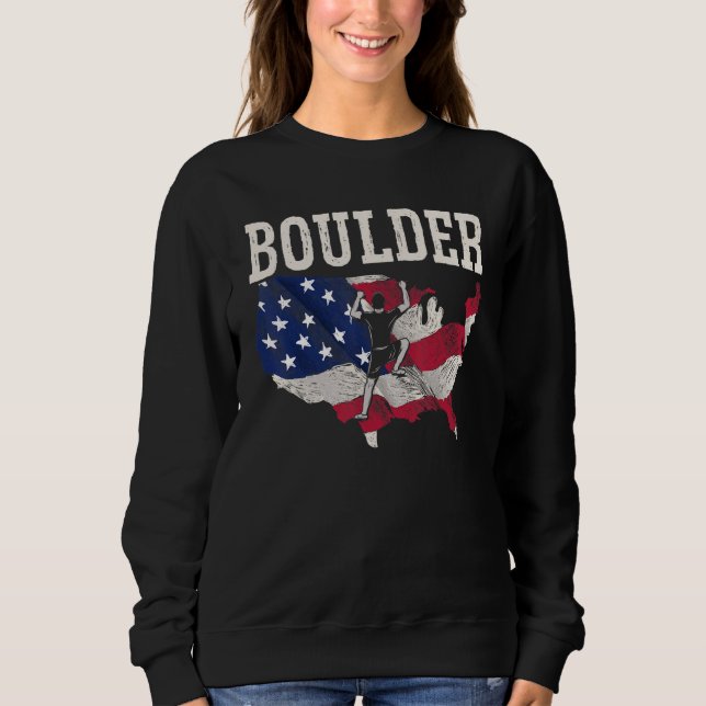 Sweatshirt USA Flag American Boulderer Rock Climbing Boulderi (Devant)