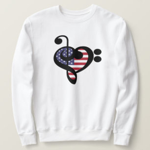 Sweatshirt USA Flag Music Heart - American Pride Musician