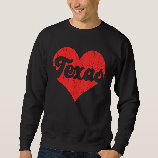 Sweatshirt USA Proud America State Flag Heart Love Texas (Devant)
