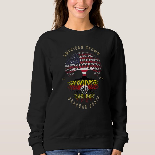 Sweatshirt USA & Uganda Flags American Grown Ugandan Roots (Devant)