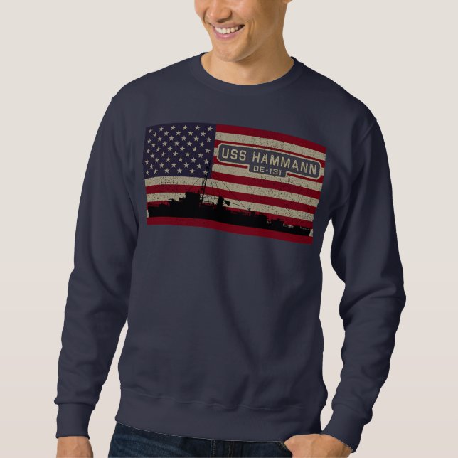 Sweatshirt USS Hammann DE 131 WW2 Ship American Flag  (Devant)