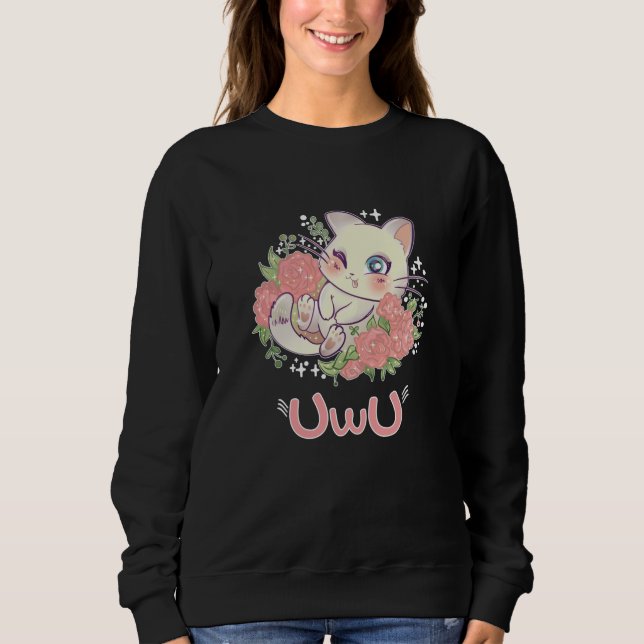 Sweatshirt Uwu Cat Kwaii Cute Japan Anime (Devant)