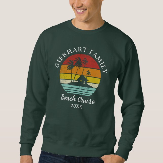 Sweatshirt Vacances Croisière Famille Réunion Retro Correspon (Devant)