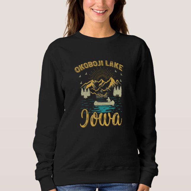 Sweatshirt Vacances d'été Retro Mountain Iowa Okoboji Lake P (Devant)