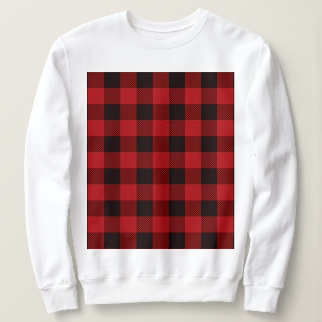 Sweatshirt vacances d'hiver rustique plaid de buffle noir rou (Design devant)