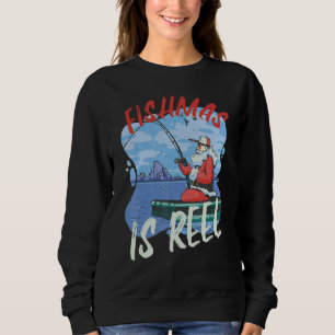 Sweatshirt Vacances été pêche Vintage Santa Claus Poisson