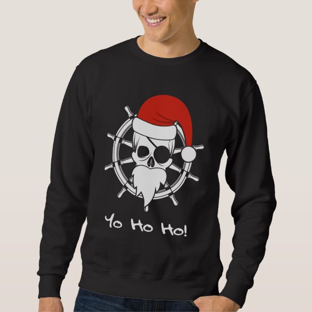 Sweatshirt Vacances YoHoHo de Noël de Père Noël de pirate (Devant)