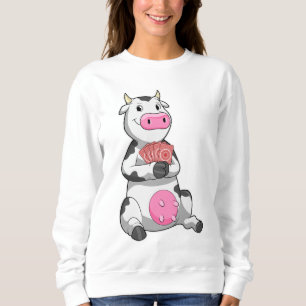 Sweatshirt Vache au Poker avec cartes de Poker