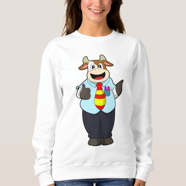 Sweatshirt Vache comme enseignant avec Cravate (Devant)