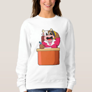 Sweatshirt Vache comme secrétaire avec table