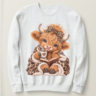 Sweatshirt Vache des Highlands confortable Livre Café Léopard