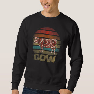 Sweatshirt Vache Musclée Animal Rétro Coucher de Soleil 2