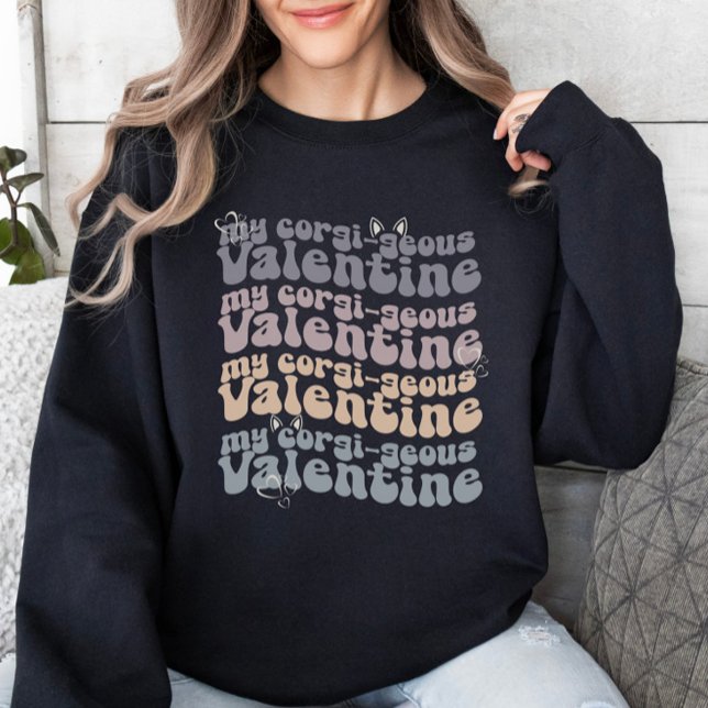 Sweatshirt Valentine Corgi Maman Retro Personnalisable (Créateur téléchargé)