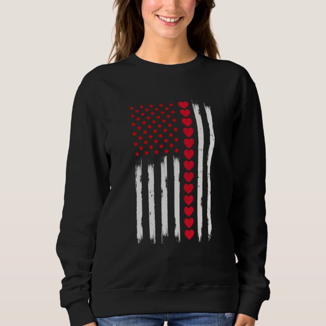 Sweatshirt Valentines Day American Flag Hearts Valentine's da (Devant)