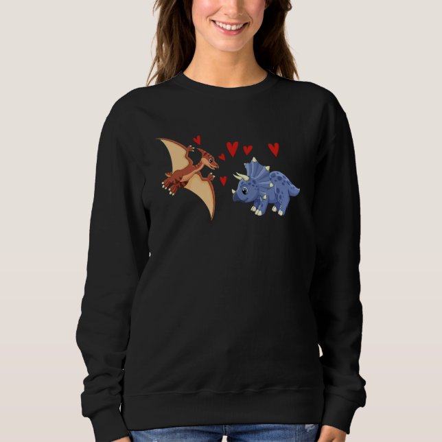 Sweatshirt Valentines Day Cute Dinosaurs  Boyfriend Girlfrien (Devant)