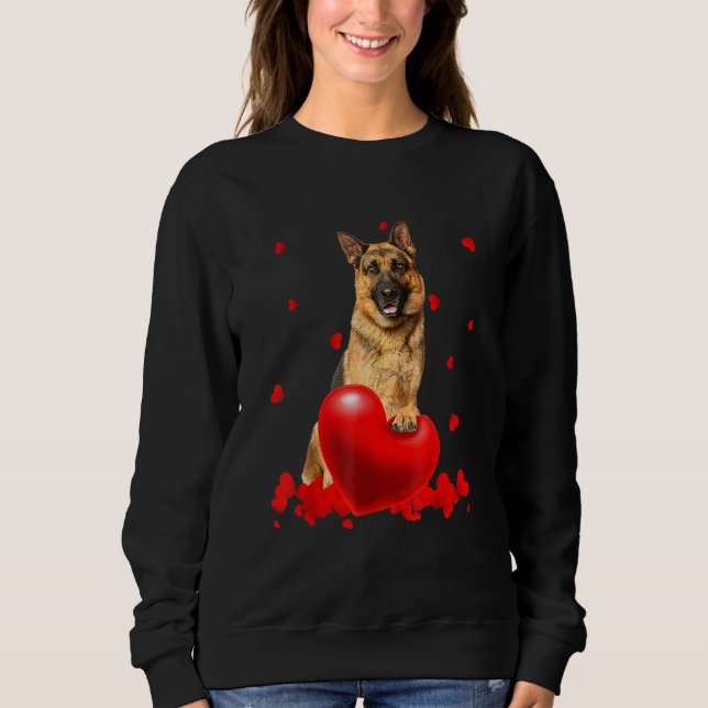 Sweatshirt Valentine's Day Heart Couple German Shepherd Dog P (Devant)