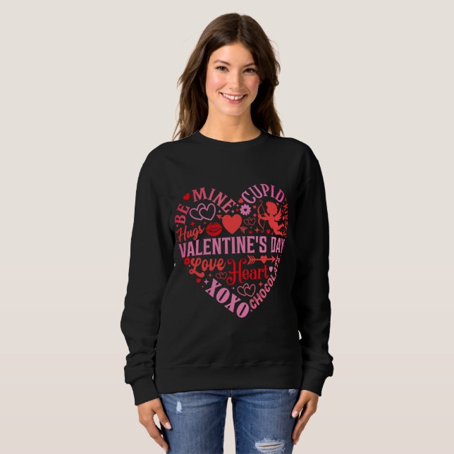 Sweatshirt Valentine's Day Heart Word (Devant entier)