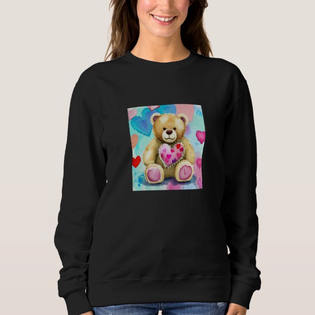 Sweatshirt Valentine's Day Love Heart Bear Teddy Girlfriend F (Devant)