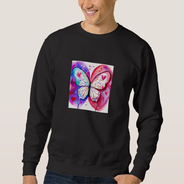Sweatshirt Valentine's Day Love Heart Butterfly Girlfriend Fi (Devant)