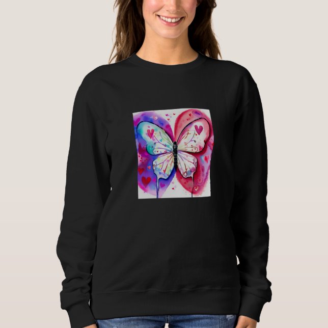 Sweatshirt Valentine's Day Love Heart Butterfly Girlfriend Fi (Devant)