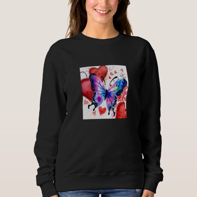 Sweatshirt Valentine's Day Love Heart Butterfly Girlfriend Fi (Devant)