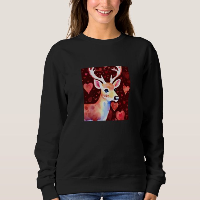 Sweatshirt Valentine's Day Love Heart Cute Deer Girlfriend Fi (Devant)