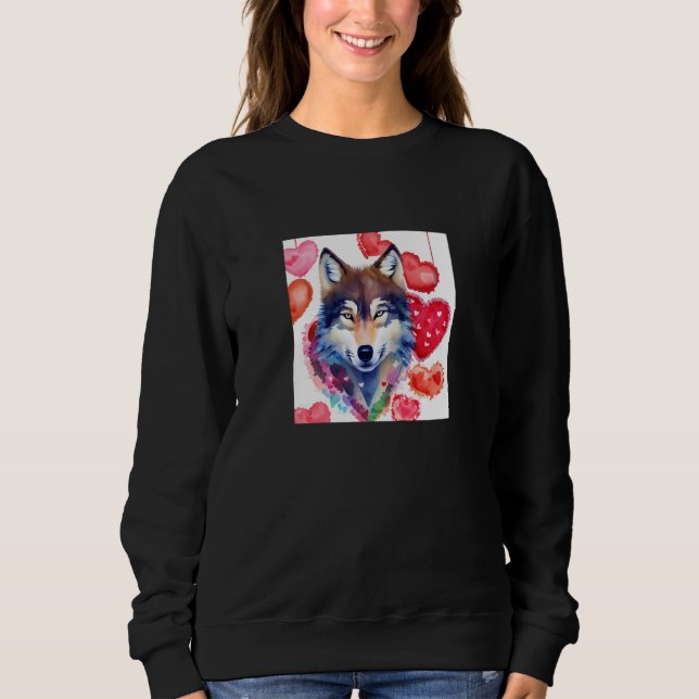 Sweatshirt Valentine's Day Love Heart Cute Wolf Girlfriend Fi (Devant)