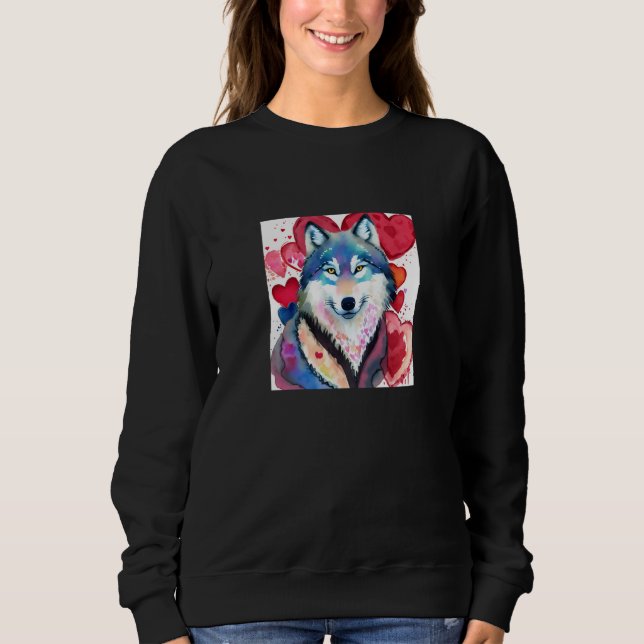 Sweatshirt Valentine's Day Love Heart Cute Wolf Girlfriend Fi (Devant)