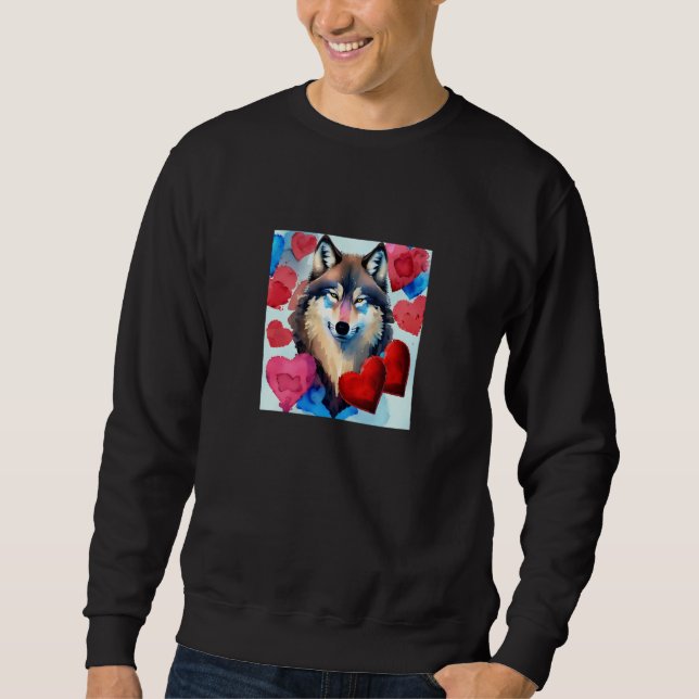 Sweatshirt Valentine's Day Love Heart Cute Wolf Girlfriend Fi (Devant)