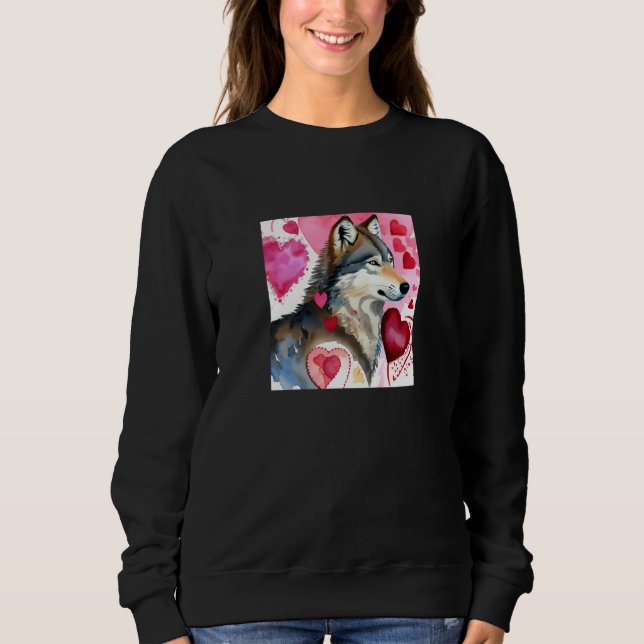 Sweatshirt Valentine's Day Love Heart Cute Wolf Girlfriend Fi (Devant)