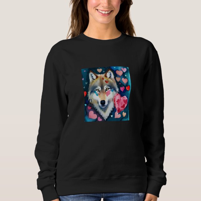 Sweatshirt Valentine's Day Love Heart Cute Wolf Girlfriend Fi (Devant)