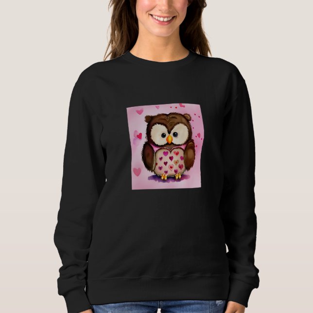 Sweatshirt Valentine's Day Love Heart Owl Teddy Girlfriend Fi (Devant)
