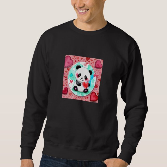Sweatshirt Valentine's Day Love Heart Panda Girlfriend Fiancé (Devant)