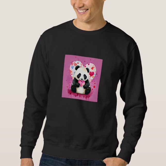 Sweatshirt Valentine's Day Love Heart Panda Girlfriend Fiancé (Devant)