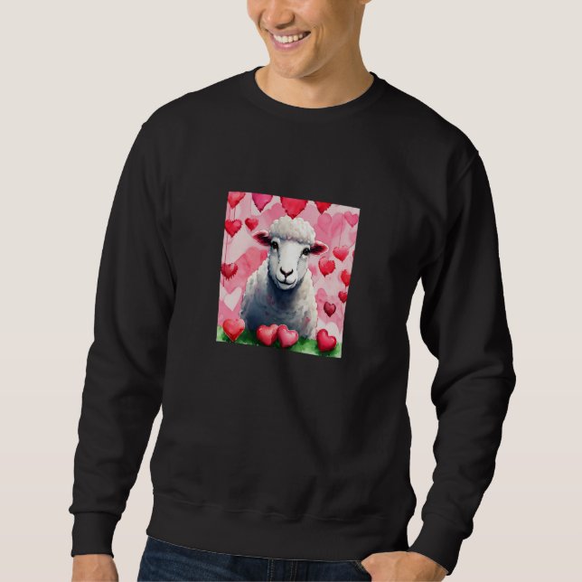 Sweatshirt Valentine's Day Love Heart Sheep Girlfriend Fiancé (Devant)
