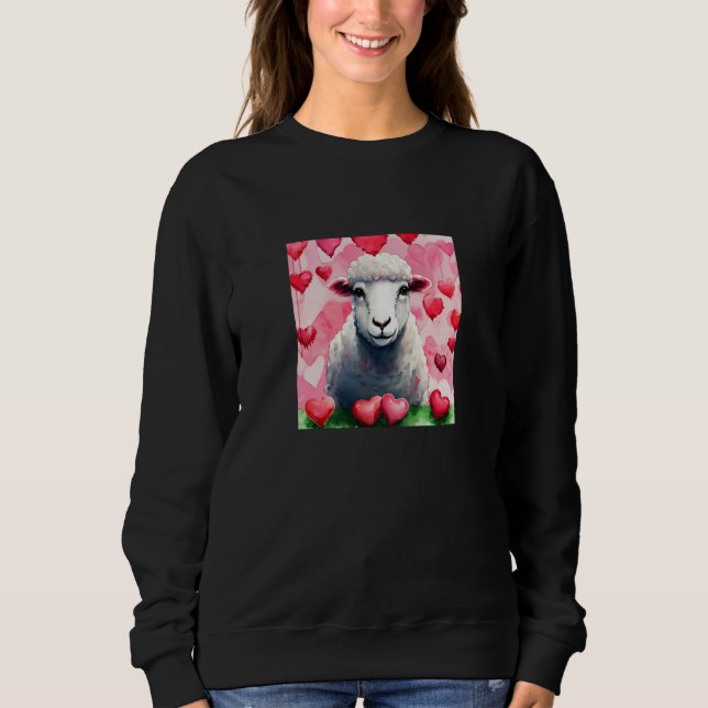 Sweatshirt Valentine's Day Love Heart Sheep Girlfriend Fiancé (Devant)
