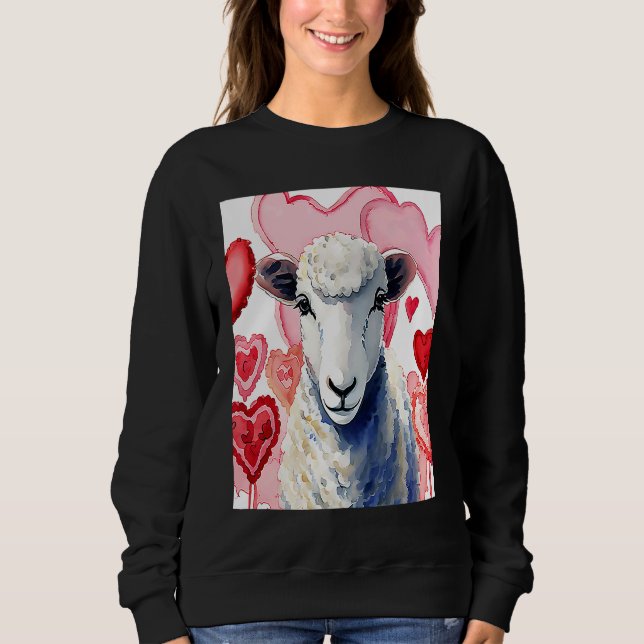 Sweatshirt Valentine's Day Love Heart Sheep Girlfriend Fiancé (Devant)