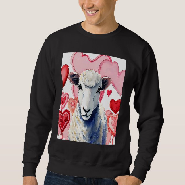 Sweatshirt Valentine's Day Love Heart Sheep Girlfriend Fiancé (Devant)