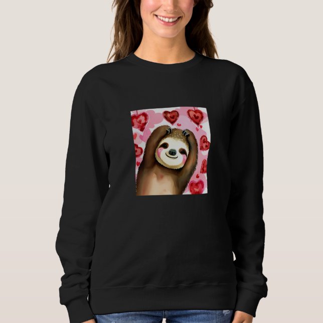 Sweatshirt Valentine's Day Love Heart Sloth Girlfriend Fiancé (Devant)