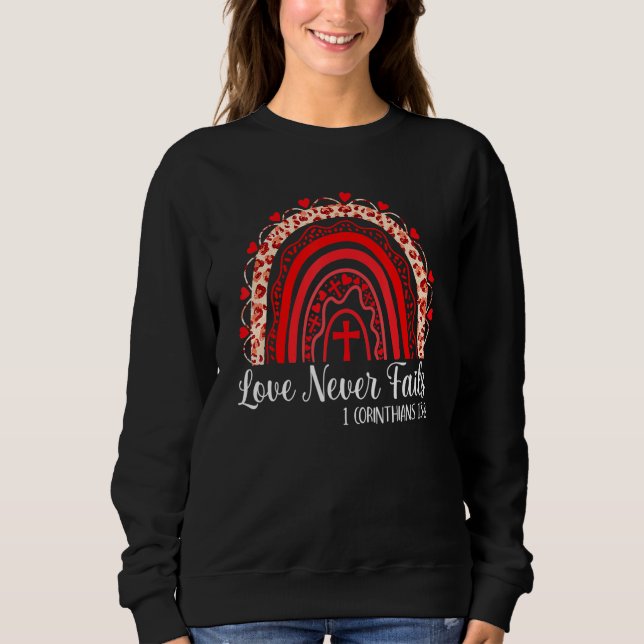 Sweatshirt Valentines Day Love Never Fails Rainbow Leopard Ch (Devant)