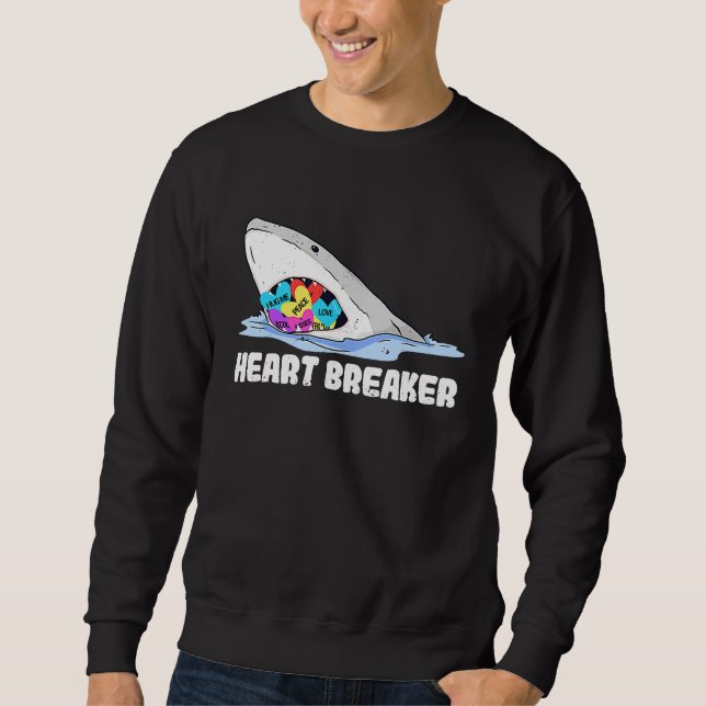 Sweatshirt Valentines Day Shark Heart Breaker Funny Hearts Sh (Devant)