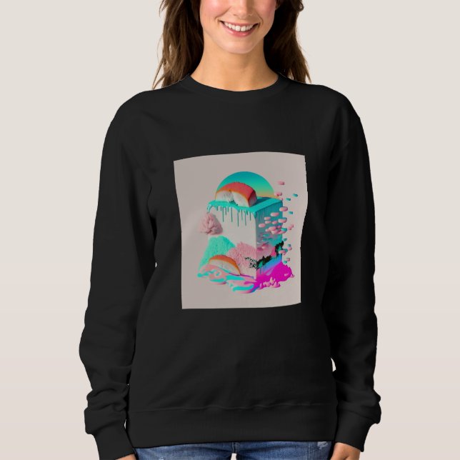 Sweatshirt Vaperwave Aesthetic Glitch Sushi Retrowave Synthwa (Devant)