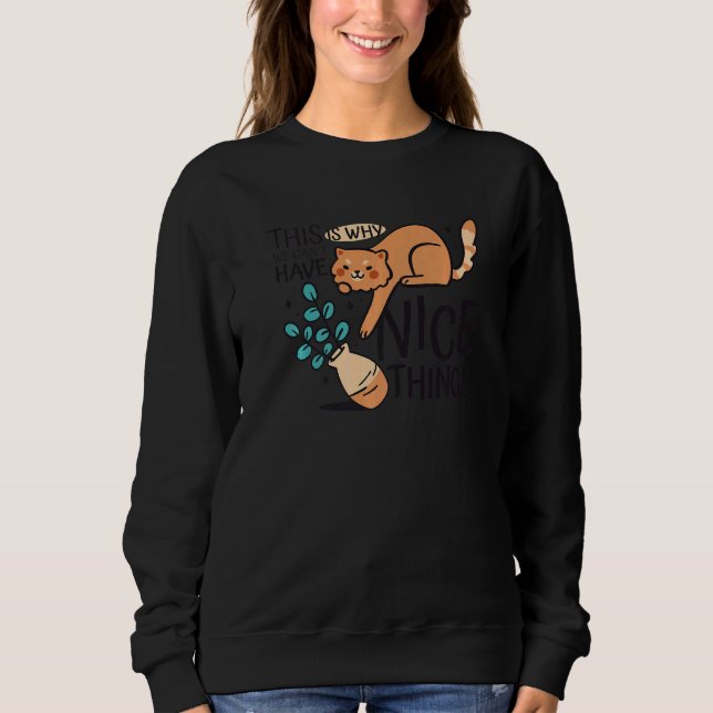 Sweatshirt Vase de fleur de chat (Devant)