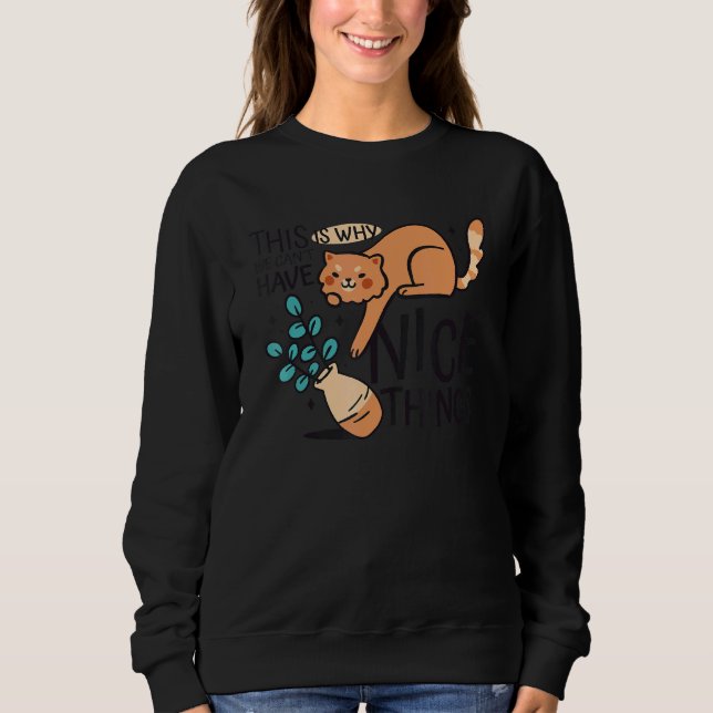 Sweatshirt Vase de fleur de chat (Devant)
