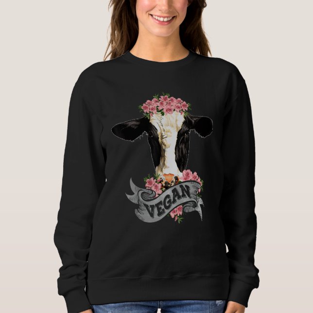 Sweatshirt Vegan  Cow With Flower Headband (Devant)